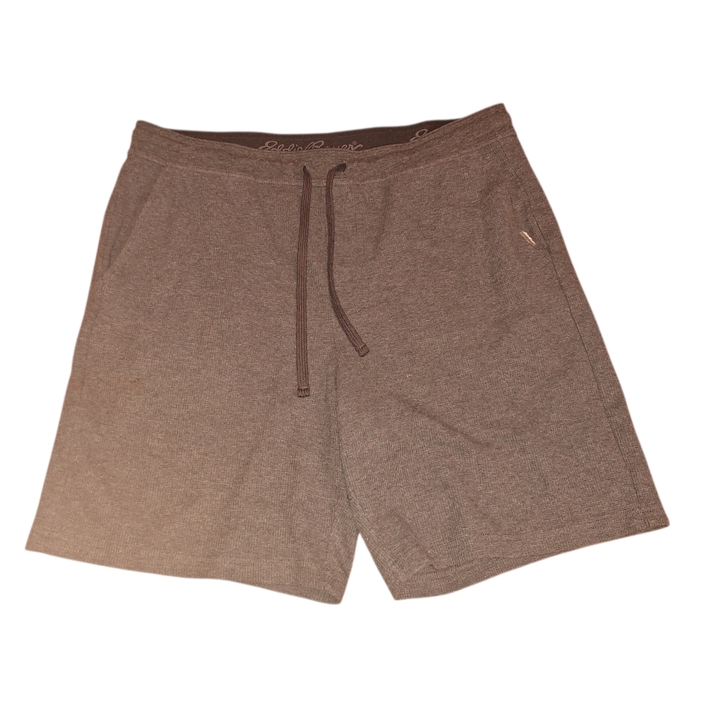 Eddie Bauer Gray Knit Pull On Lounge Shorts Men's Large Comfy Weekends Sleep